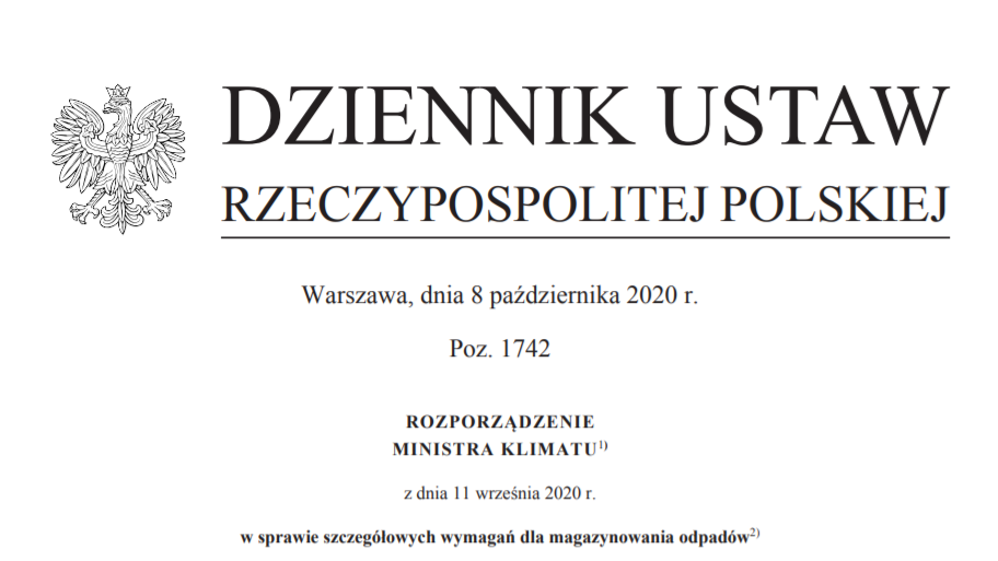 Magazynowanie odpadów wg nowego Rozporządzenia Ministra Klimatu