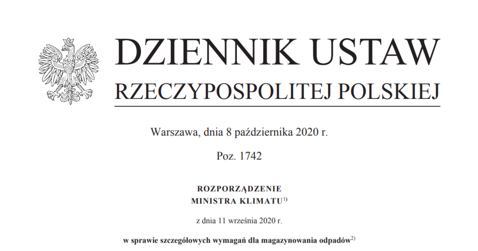 Magazynowanie odpadów wg nowego Rozporządzenia Ministra Klimatu